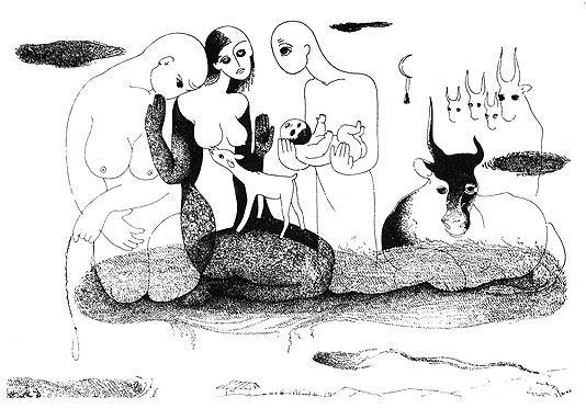 Любовь ЯМСКАЯ. Третий небосвод (цикл). Лист 1. 1981. Акварельная бумага, тушь, перо.